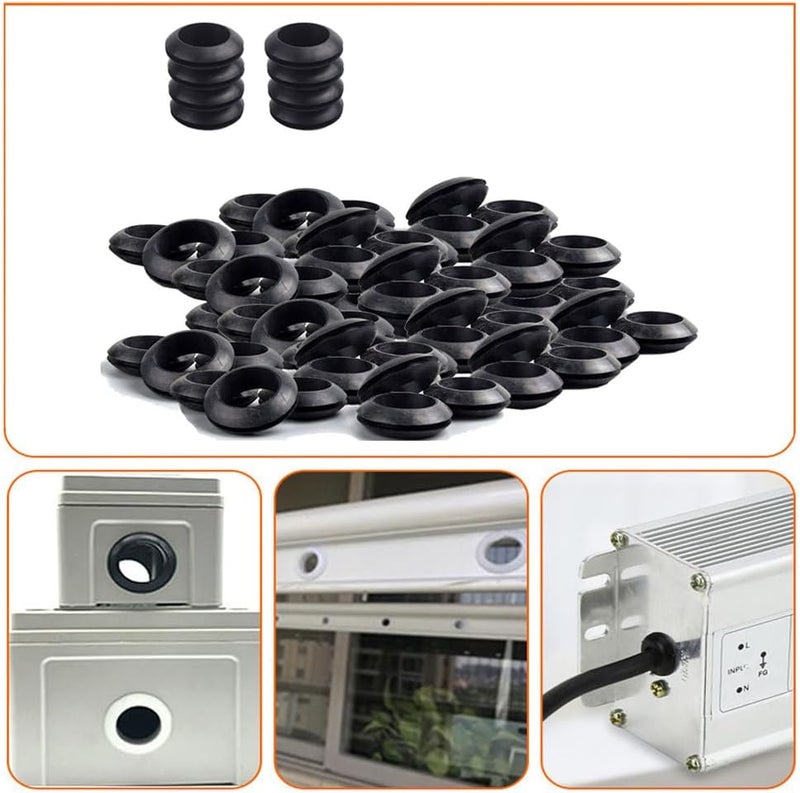 EASYEAH Store 1/2 Inch Rubber Grommet for Wiring, 5/16 in ID Firewall Grommet Automotive, Eyelet Ring Gasket Hole Grommets for Metal Electric Box, Wires Cables Hoses Cords Protection, 60 Pcs, 8x12 mm - Image 5